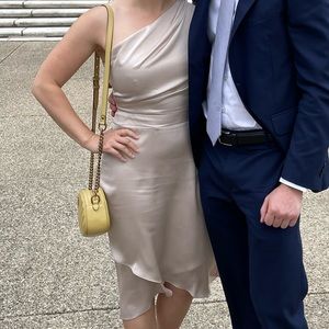 Champagne colored midi dress